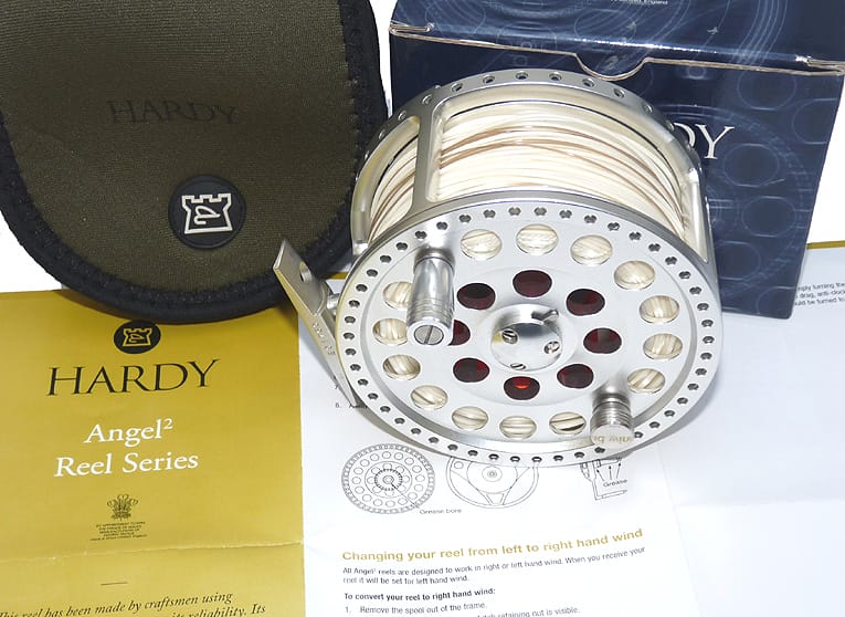 Hardy Angel 9/10 large arbor salmon fly reel, mint with Wulff SP9F line