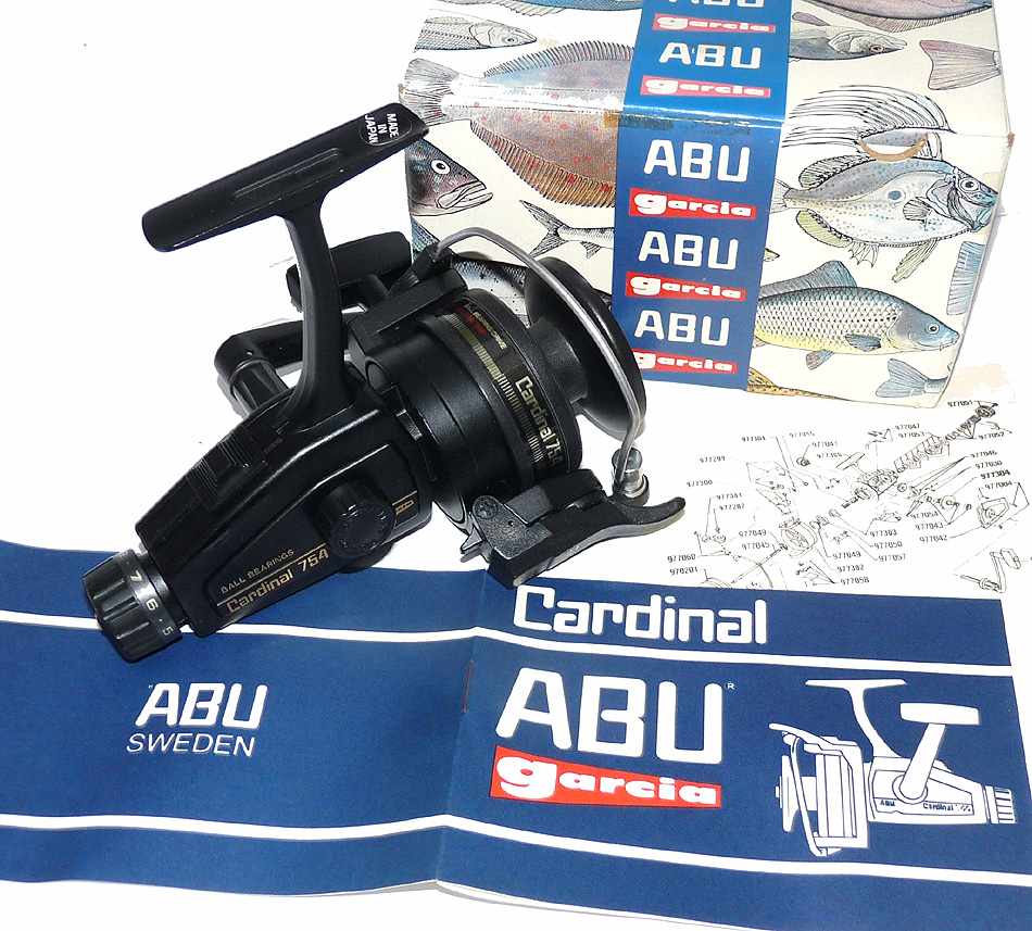 Abu Garcia Cardinal 754 FC rear drag reel, mint boxed old shop stock