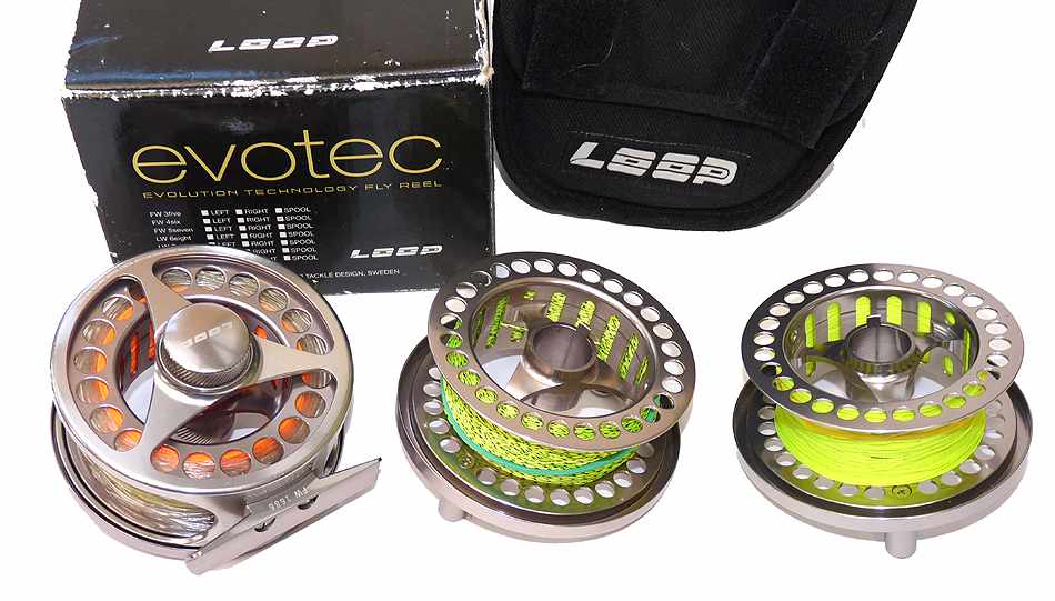 Loop Evotec FW 4/6 Sweden fly reel + 3 spare spools + box