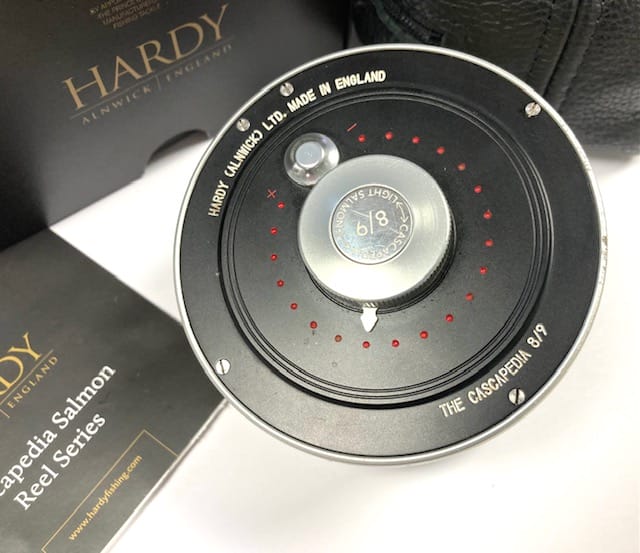 Hardy Cascapedia 8/9 light salmon fly reel with papers, case and box